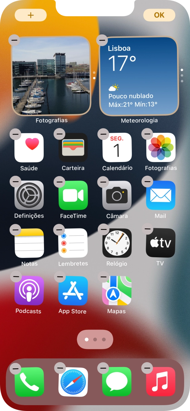 Prima o ícone de páginas do ecrã inicial.