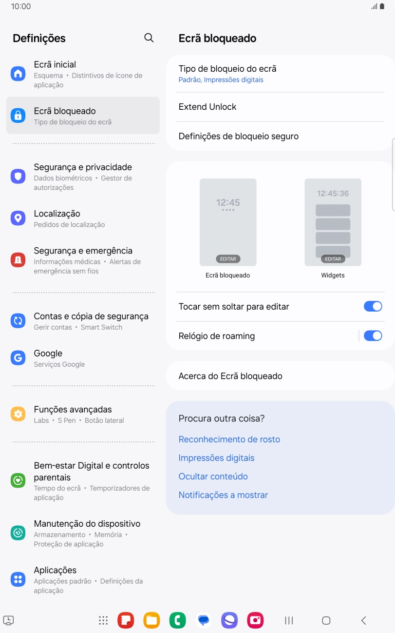Prima Tipo de bloqueio do ecrã e introduza o código adicional de bloqueio que criou anteriormente.