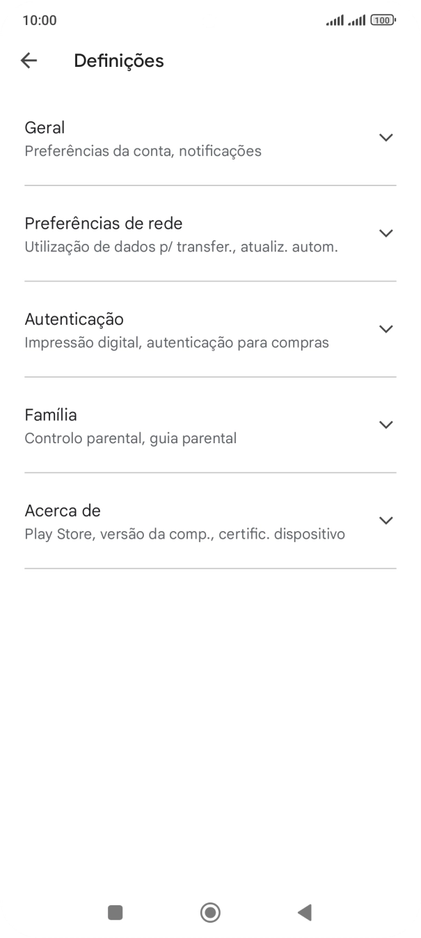 Prima Preferências de rede.