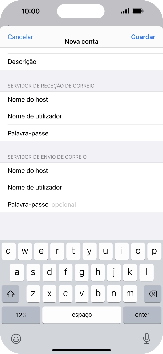 Prima Palavra-passe e introduza a password da sua conta de e-mail.