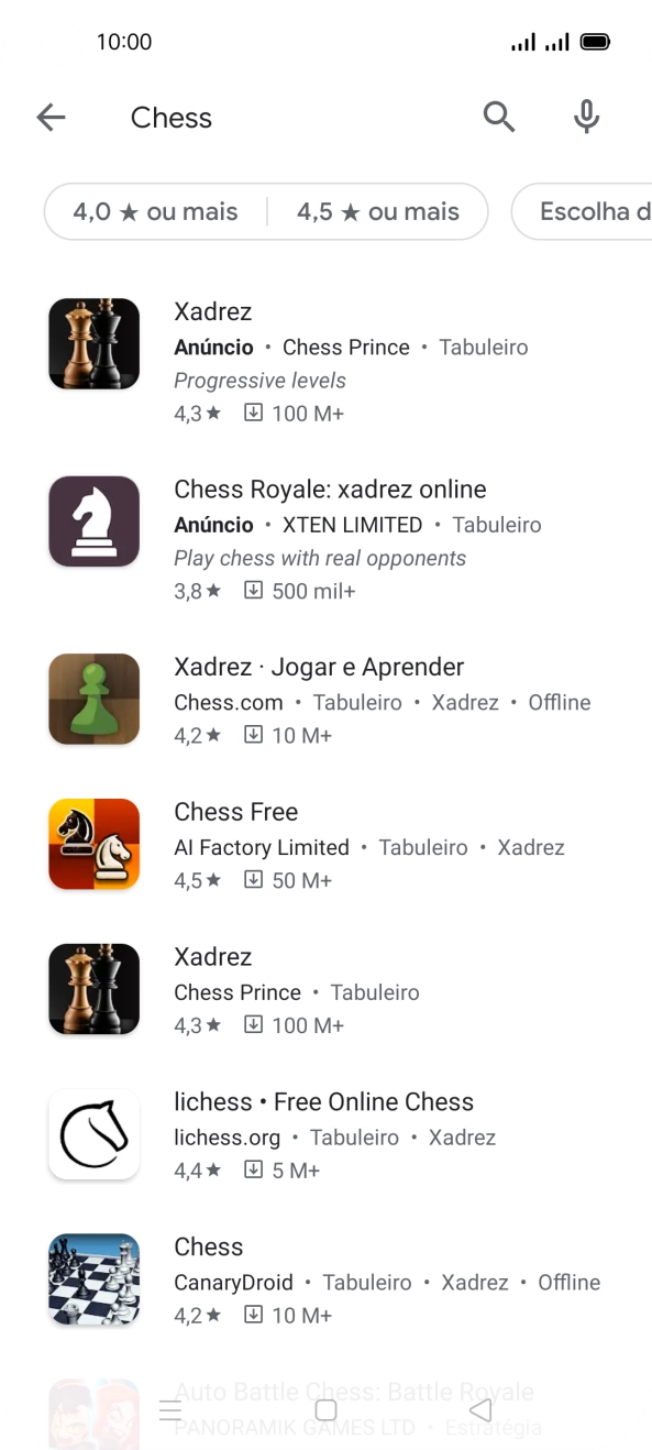 Prima a app pretendida.