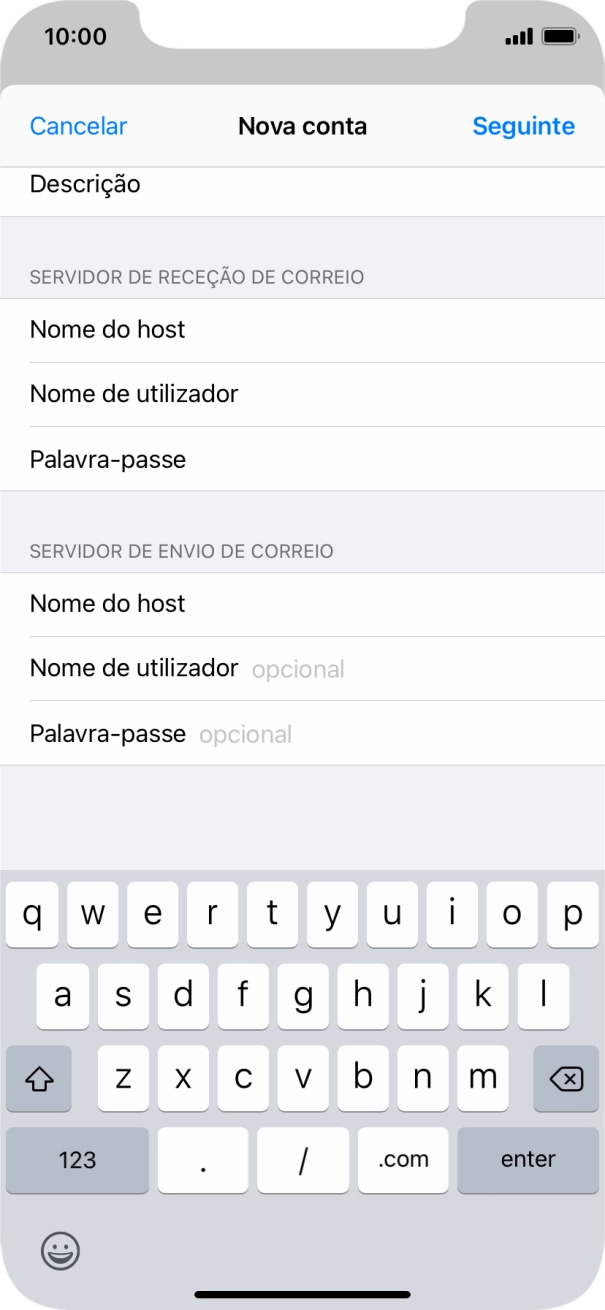 Prima Nome de utilizador e introduza o nome de utilizador da sua conta de e-mail na Vodafone.