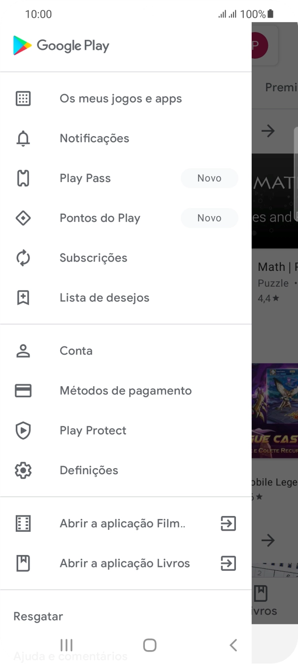 Prima Os meus jogos e apps.