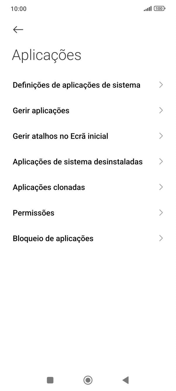 Prima Gerir aplicações.