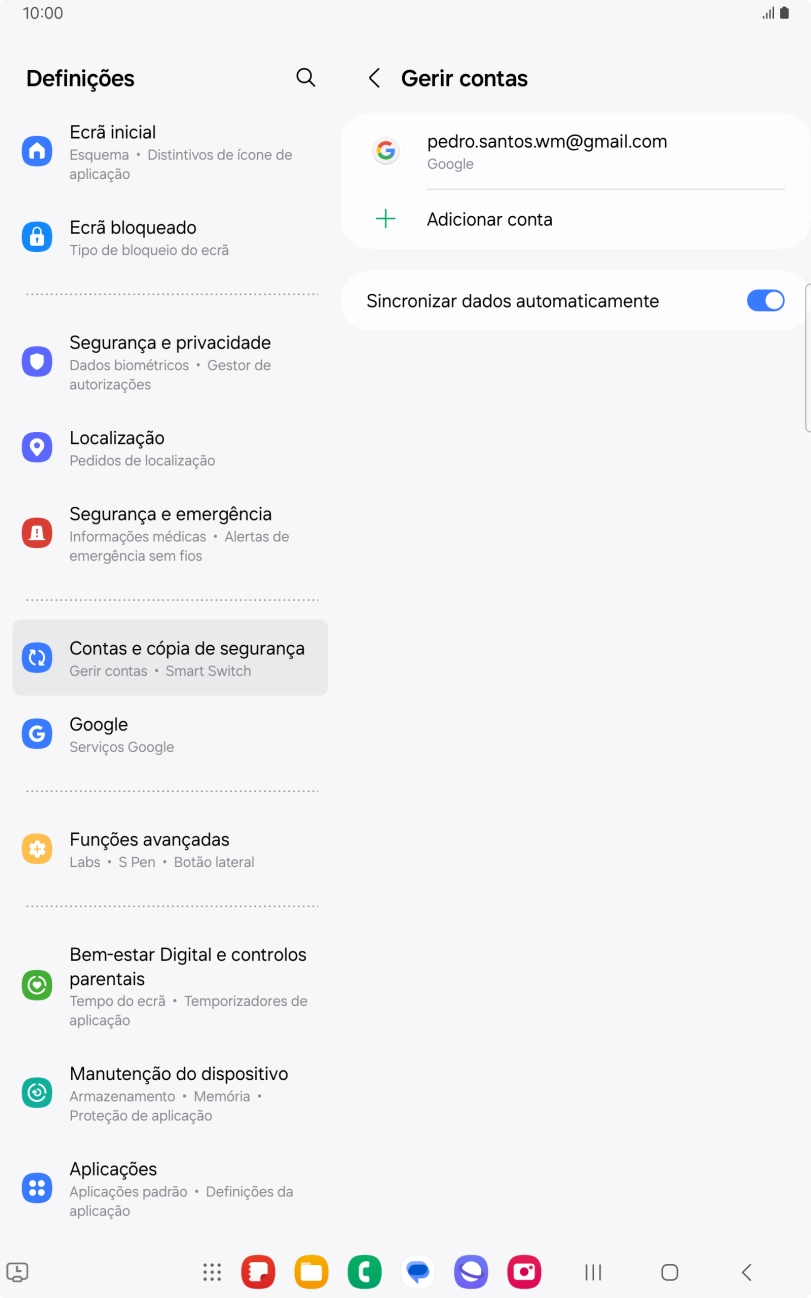 Prima Adicionar conta.