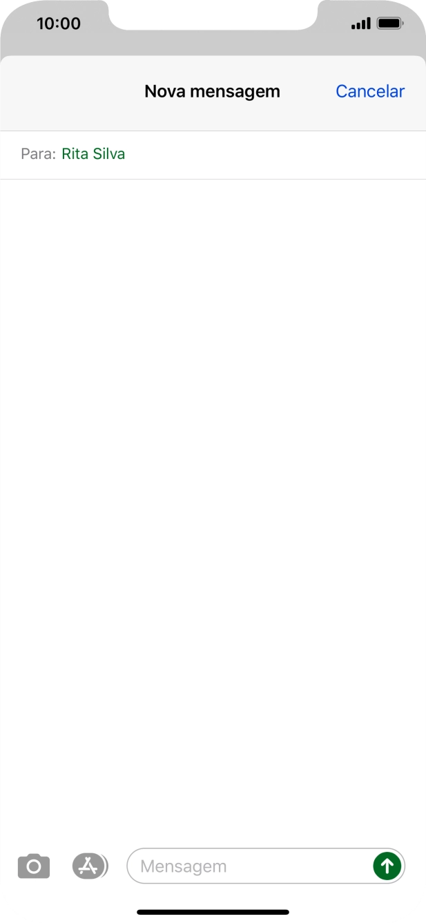 Prima o campo de escrita e escreva o texto da sua mensagem multimédia.