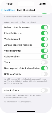 Kattints az „Adatok törlése” melletti csúszkára a funkció be- vagy kikapcsolásához.