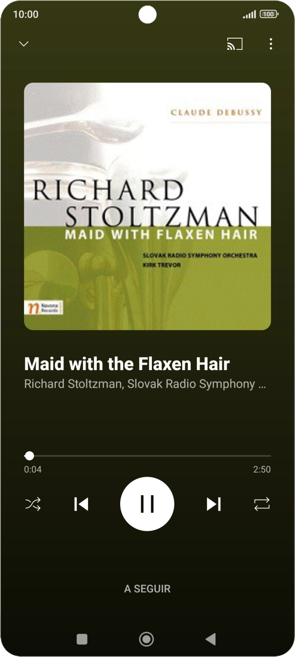 Prima a seta para a direita para ir para o ficheiro de música seguinte.