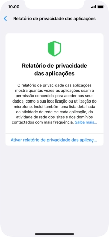 Prima Ativar relatório de privacidade das aplicaç... para ativar a função.