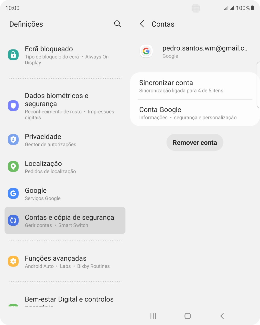 Prima Sincronizar conta.