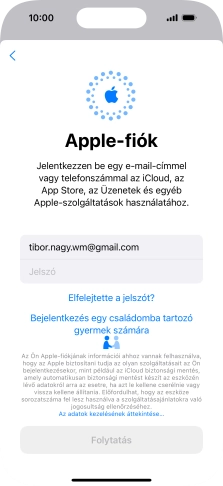 Kattints a Jelszó mezőre, és írd be az Apple ID-d jelszavát.