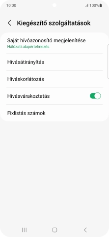 Kattints a „Hívásvárakoztatás” melletti csúszkára a funkció be- vagy kikapcsolásához.