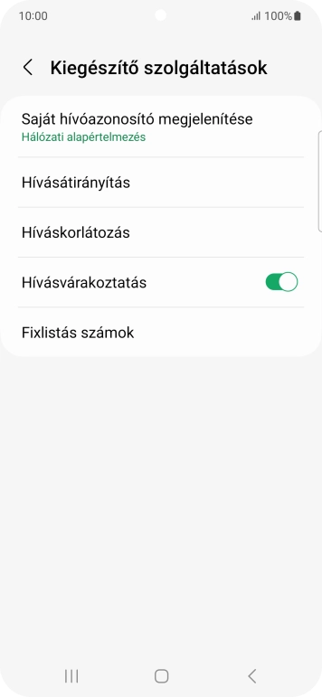 Kattints a „Hívásvárakoztatás” melletti csúszkára a funkció be- vagy kikapcsolásához.