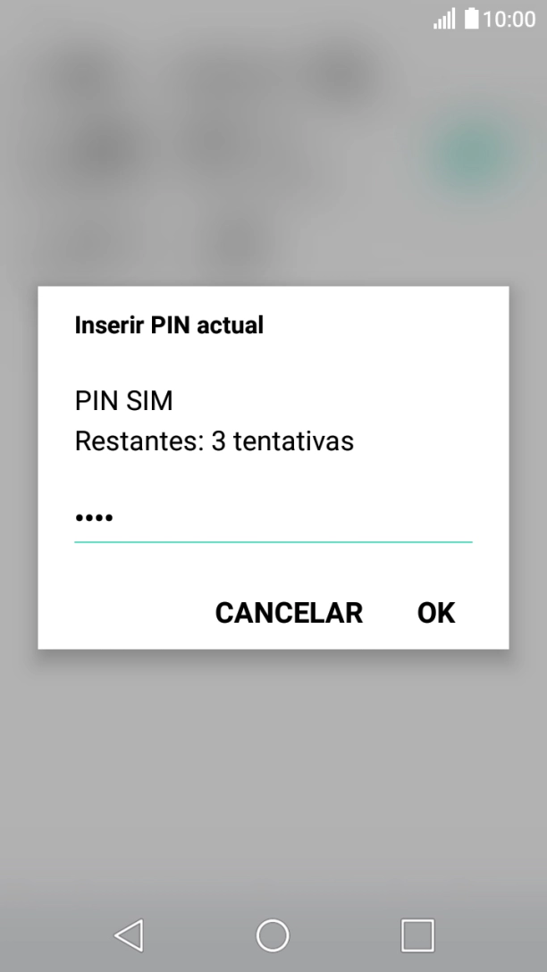 Introduza o seu código PIN e prima OK.