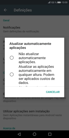 Para desativar a atualização automática de apps, prima Não atualizar automaticamente aplicações..