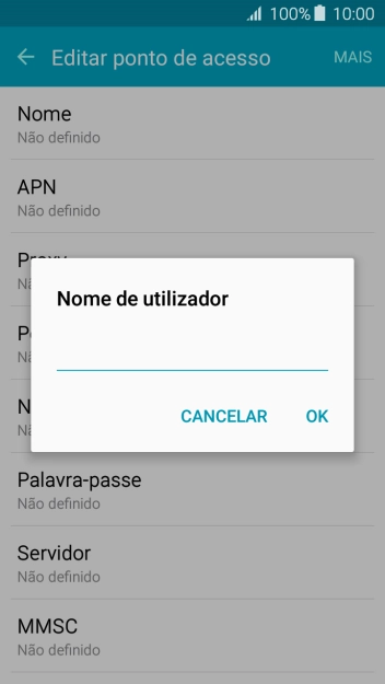 Introduza vodafone e prima OK.