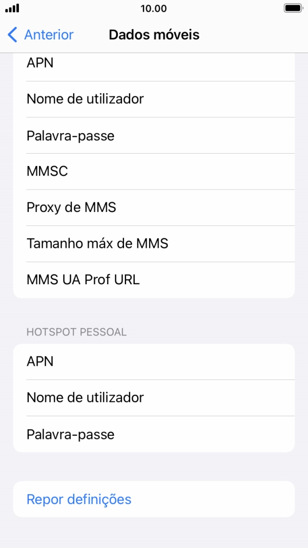 Prima a seta para a esquerda para guardar as definições.