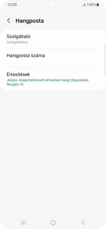 Válaszd a Hangposta száma lehetőséget.