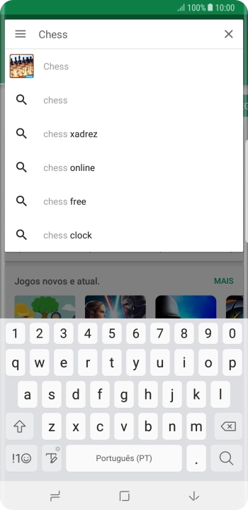 Introduza o nome ou categoria da app pretendida e prima o ícone para pesquisar.
