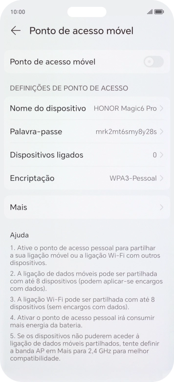 Prima Palavra-passe e introduza a password pretendida.