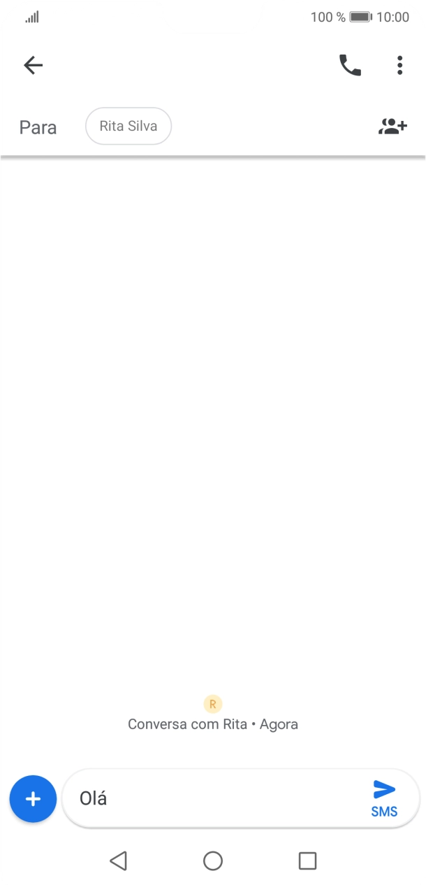 Prima o ícone para enviar quando terminar de escrever a sua mensagem curta.