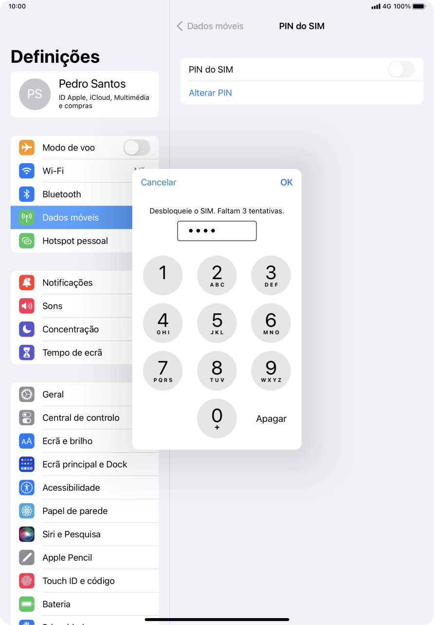 Introduza o seu código PIN e prima OK.
