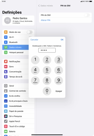 Introduza o seu código PIN e prima OK.