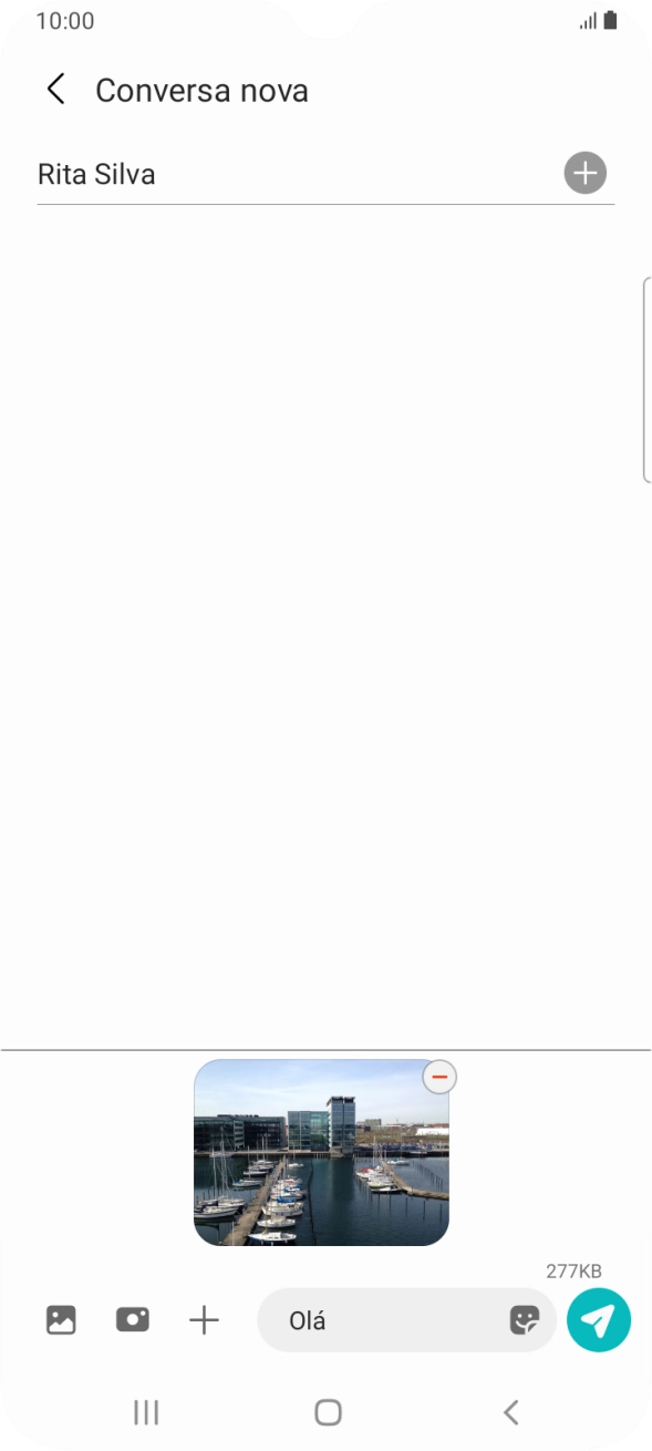 Prima o ícone para enviar quando terminar de escrever a sua mensagem multimédia.