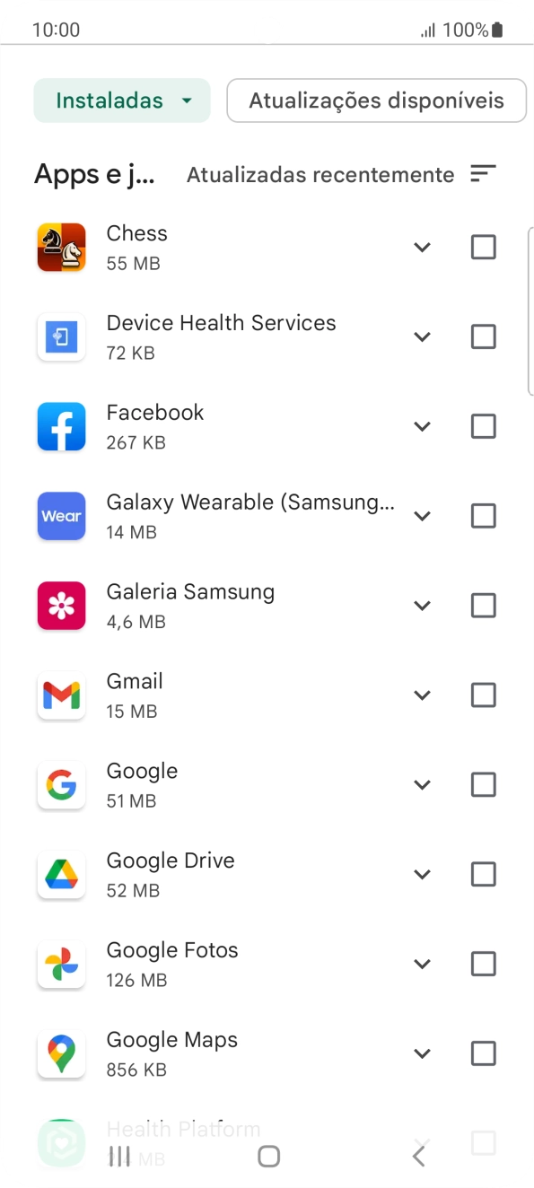 Prima a app pretendida.