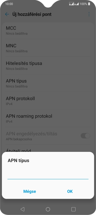 Írd be azt, hogy mms, és válaszd az OK lehetőséget.