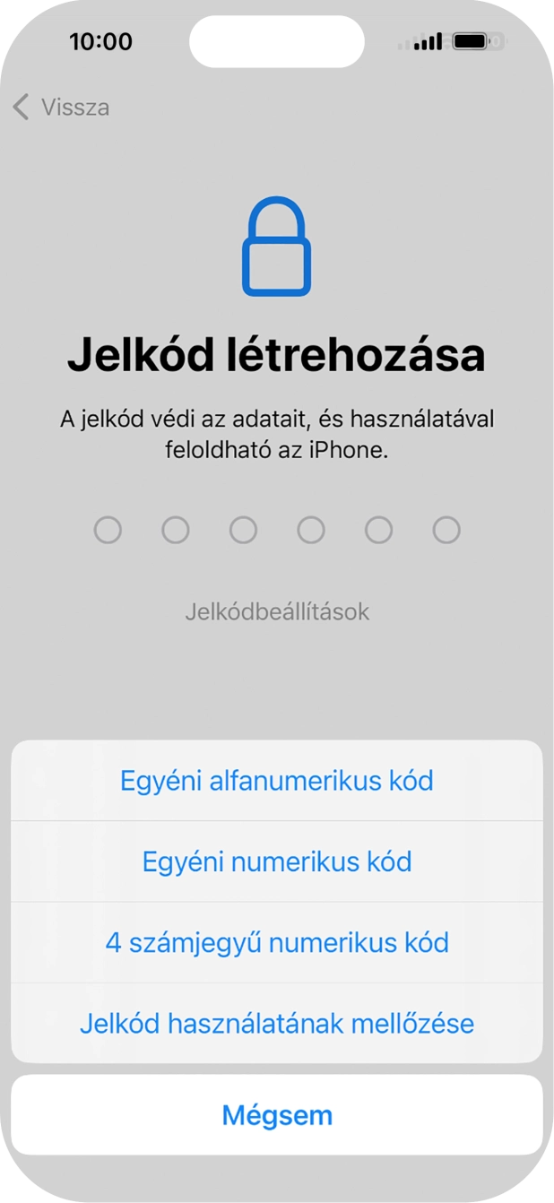 A képernyőzár használatának bekapcsolásához kövesd a képernyőn megjelenő utasításokat, vagy válaszd a Jelkód használatának mellőzése lehetőséget.