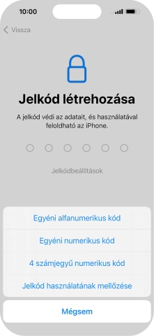 A képernyőzár használatának bekapcsolásához kövesd a képernyőn megjelenő utasításokat, vagy válaszd a Jelkód használatának mellőzése lehetőséget.