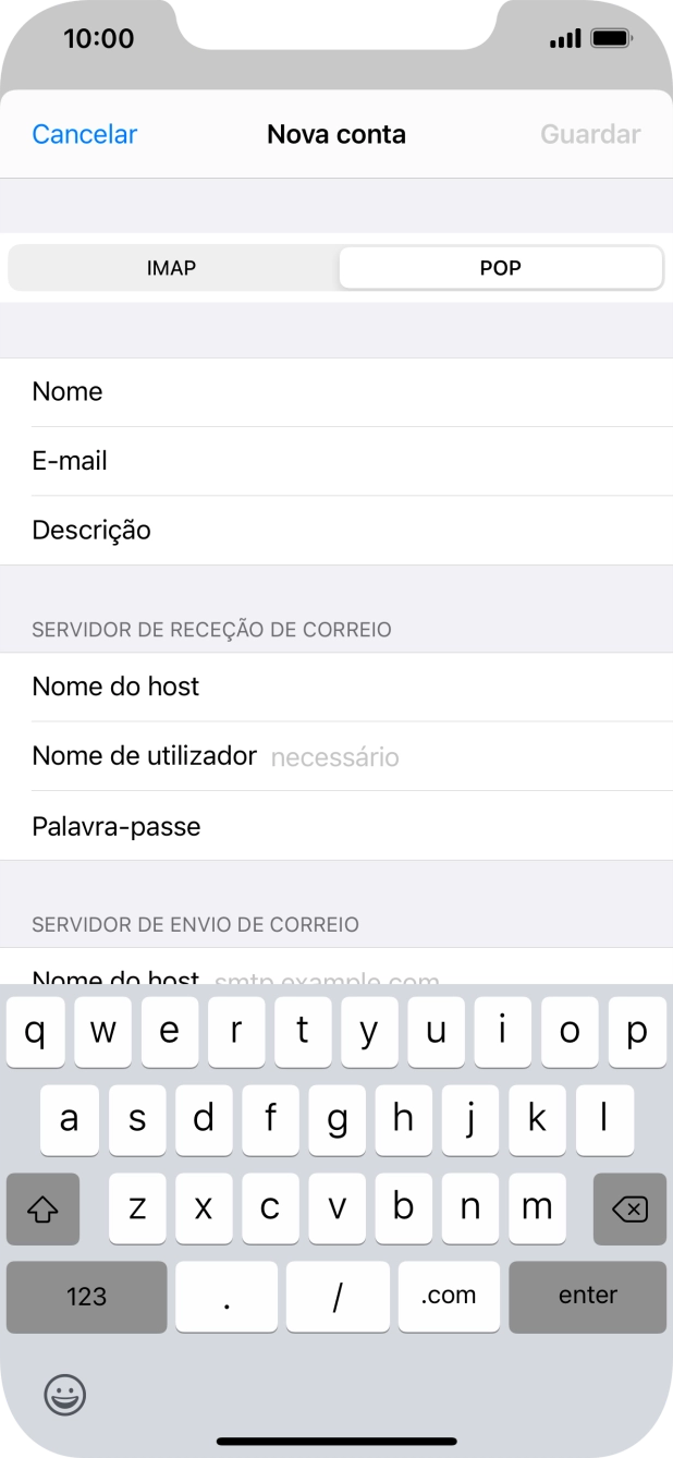 Prima Nome de utilizador e introduza o nome de utilizador da sua conta de e-mail.