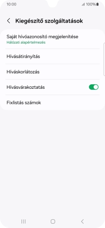 Kattints a „Hívásvárakoztatás” melletti csúszkára a funkció be- vagy kikapcsolásához.
