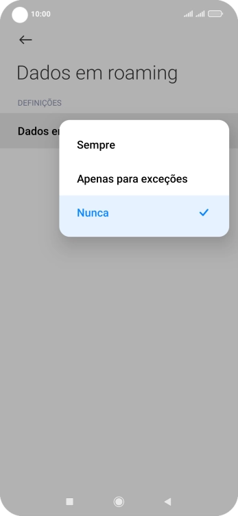 Prima a definição pretendida para ativar ou desativar a função.