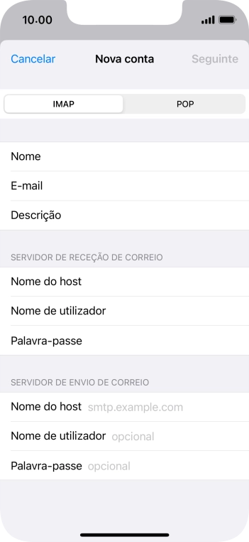 Prima Nome do host e insira smtp.vodafone.pt.
