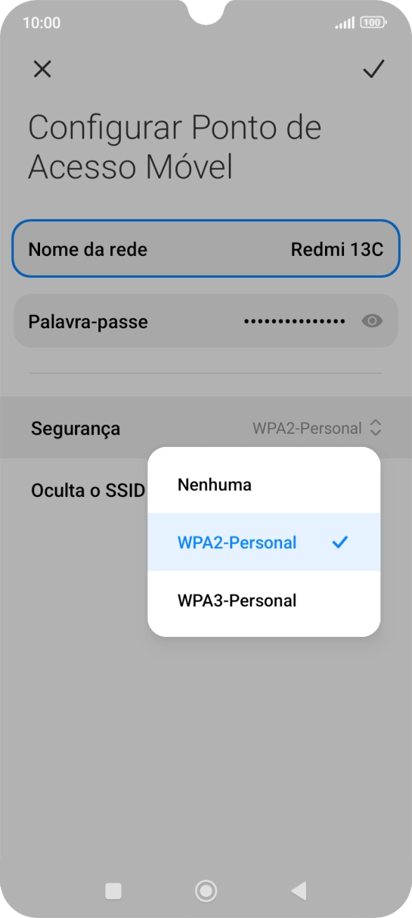 Prima WPA3-Personal para proteger o hotspot Wi-Fi com uma password.