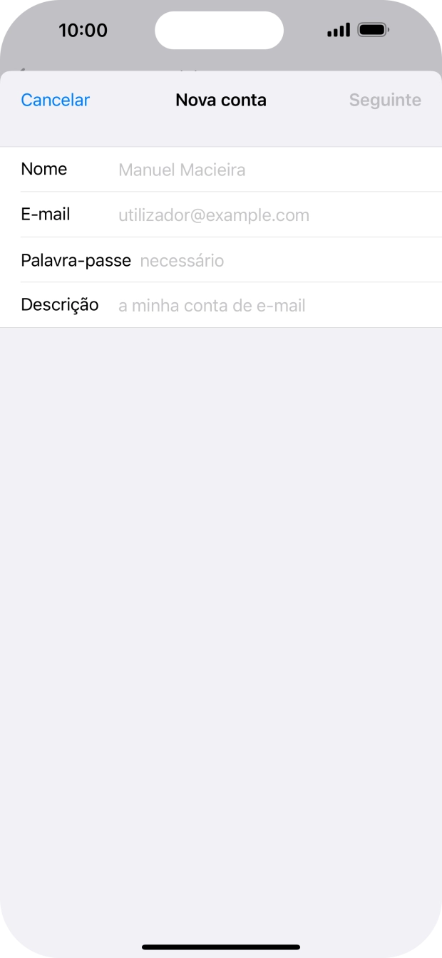 Prima Nome e introduza o nome do remetente pretendido.