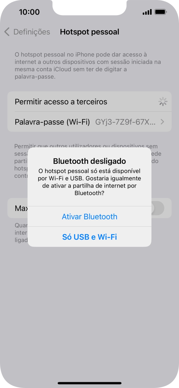 Se o Wi-Fi estiver ativado, prima Só USB e Wi-Fi .