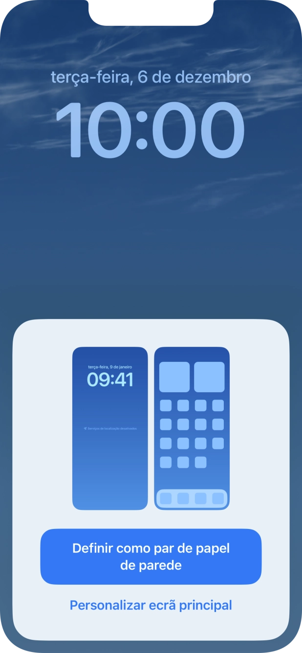 Se pretender utilizar o mesmo esquema de cores para o ecrã principal, prima Definir como par de papel de parede.