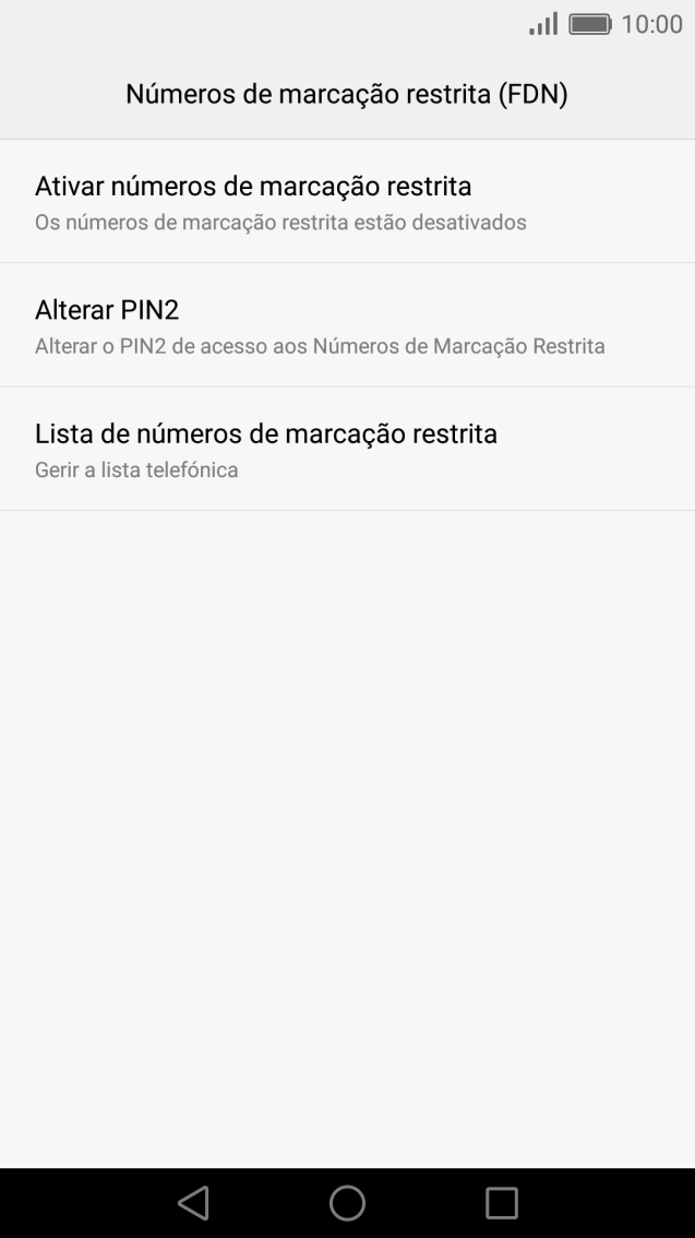 Prima Ativar números de marcação restrita  para ativar a marcação permitida.