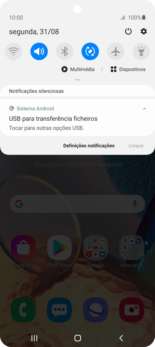 Prima Tocar para outras opções USB..