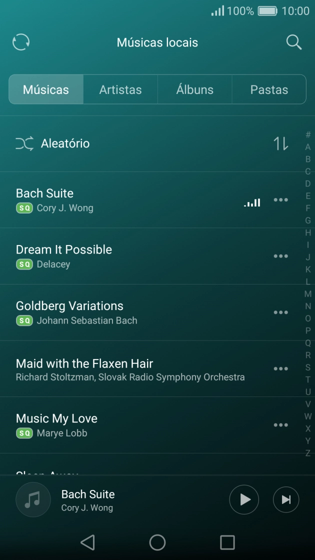 Prima o ficheiro de música pretendido.