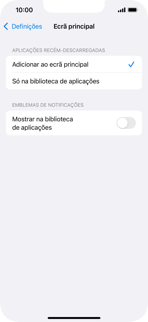 Para adicionar apps recém descarregadas ao ecrã inicial e à biblioteca de apps, deve premir Adicionar ao ecrã principal.