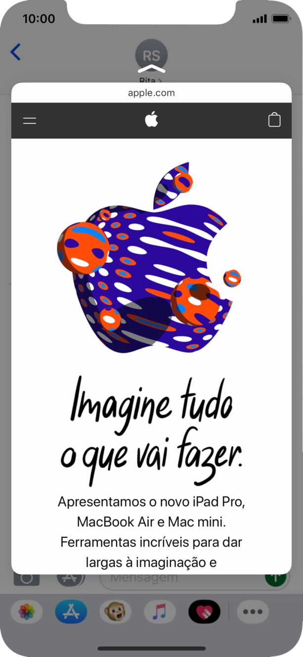 Prima firmemente o ecrã para ver uma secção do conteúdo pretendido.