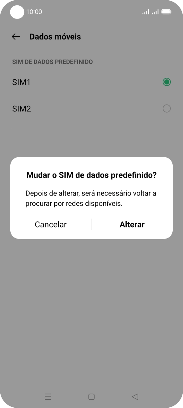 Se mudar de cartão SIM, prima Alterar.
