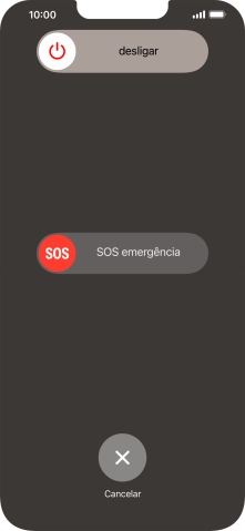 Prima o ícone para desligar e arraste-o para a direita.