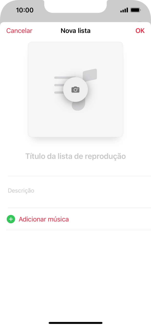 Prima o campo de escrita e introduza o nome da lista de reprodução.