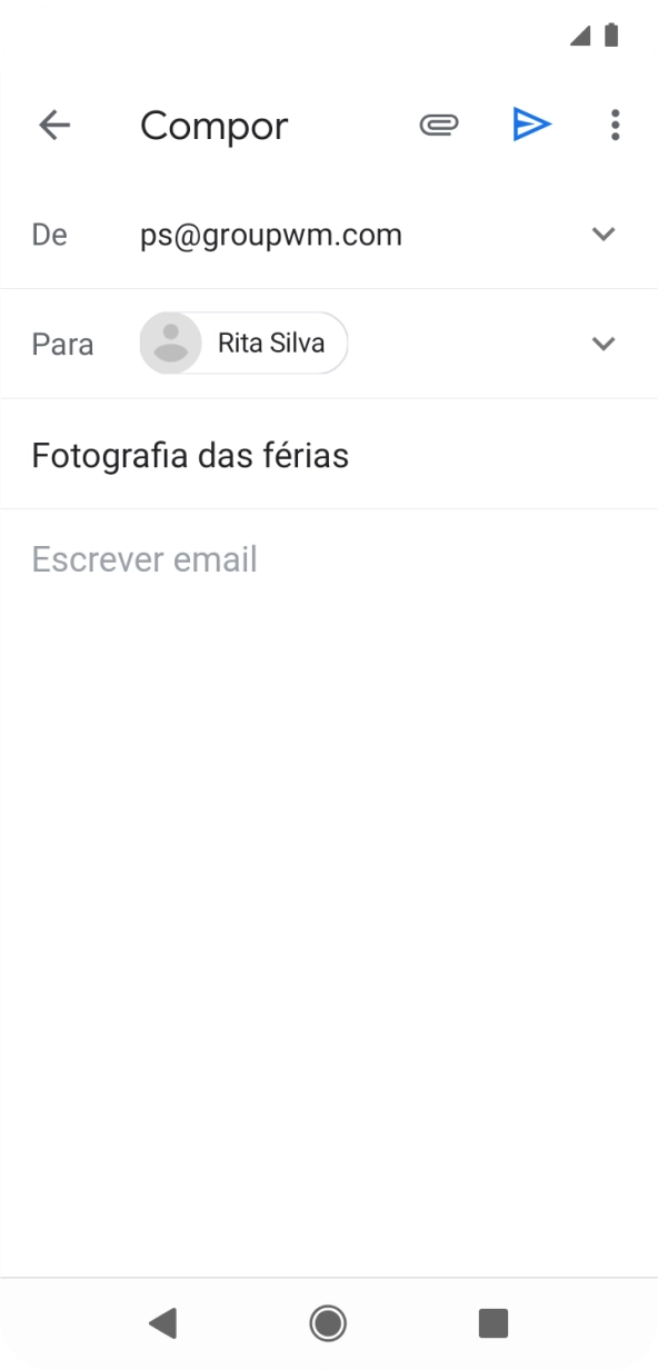 Prima o campo de escrita e escreva o texto do e-mail.