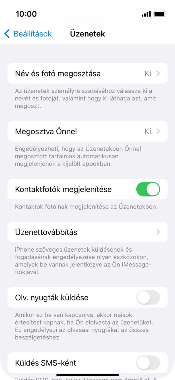 Kattints a „Küldés SMS-ként” melletti csúszkára a funkció be- vagy kikapcsolásához.